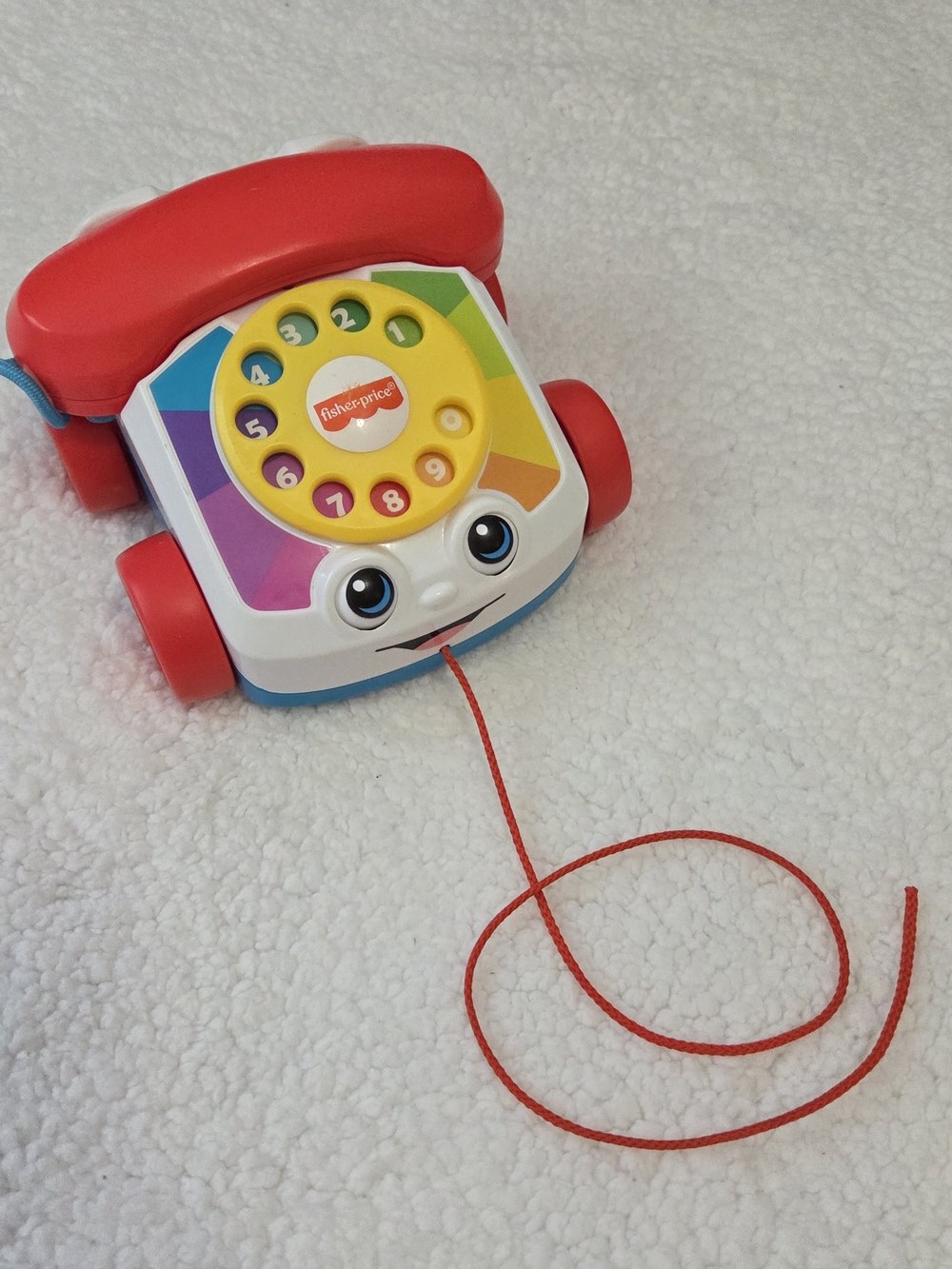 Chatter Telephone Pull Toy Vintage Rotary Phone Moving Eyes Fisher Price